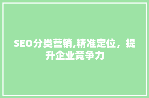SEO分类营销,精准定位，提升企业竞争力