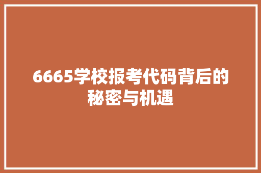 6665学校报考代码背后的秘密与机遇