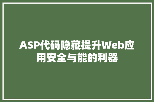 ASP代码隐藏提升Web应用安全与能的利器 建站教程