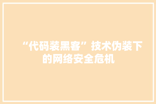 “代码装黑客”技术伪装下的网络安全危机