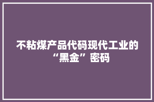 不粘煤产品代码现代工业的“黑金”密码