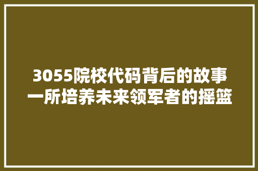 3055院校代码背后的故事一所培养未来领军者的摇篮