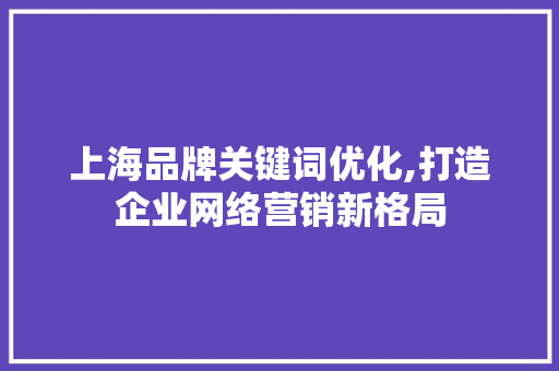 上海品牌关键词优化,打造企业网络营销新格局