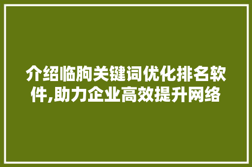 介绍临朐关键词优化排名软件,助力企业高效提升网络知名度