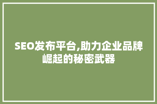SEO发布平台,助力企业品牌崛起的秘密武器