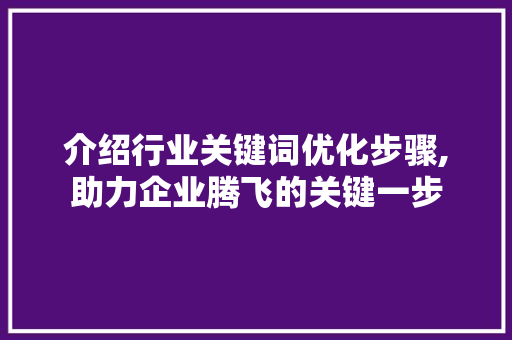 介绍行业关键词优化步骤,助力企业腾飞的关键一步