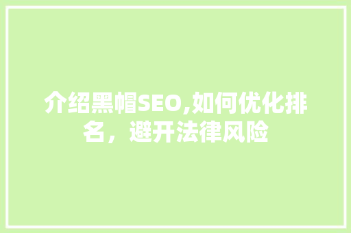 介绍黑帽SEO,如何优化排名，避开法律风险