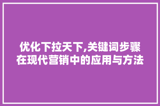 优化下拉天下,关键词步骤在现代营销中的应用与方法