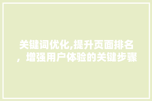 关键词优化,提升页面排名，增强用户体验的关键步骤