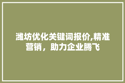 潍坊优化关键词报价,精准营销，助力企业腾飞