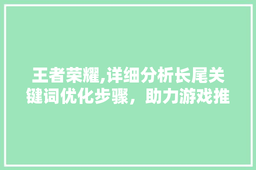 王者荣耀,详细分析长尾关键词优化步骤，助力游戏推广与运营