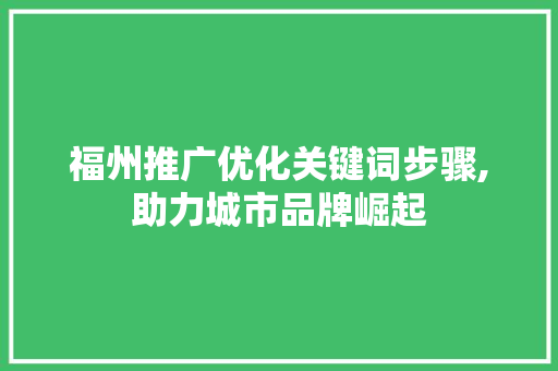 福州推广优化关键词步骤,助力城市品牌崛起