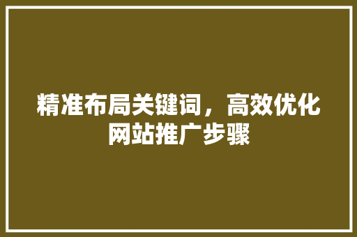 精准布局关键词，高效优化网站推广步骤