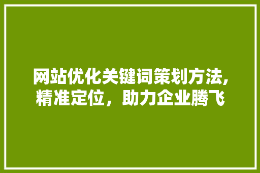 网站优化关键词策划方法,精准定位，助力企业腾飞