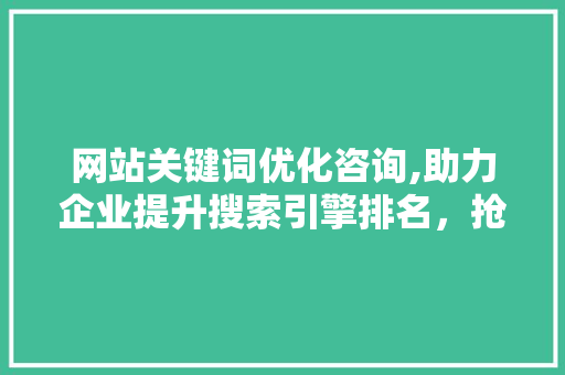 网站关键词优化咨询,助力企业提升搜索引擎排名，抢占市场份额