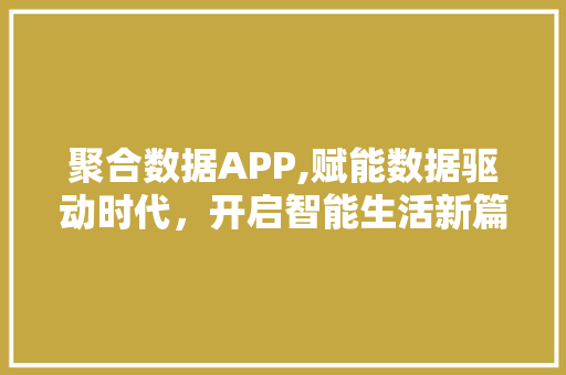 聚合数据APP,赋能数据驱动时代，开启智能生活新篇章