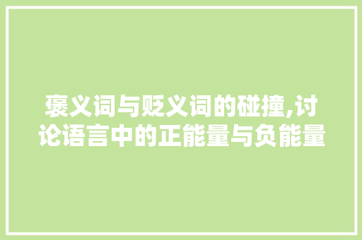 褒义词与贬义词的碰撞,讨论语言中的正能量与负能量
