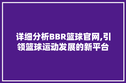 详细分析BBR篮球官网,引领篮球运动发展的新平台