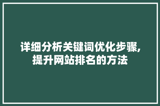详细分析关键词优化步骤,提升网站排名的方法