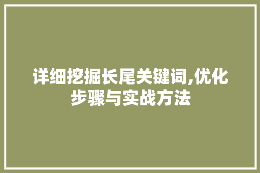 详细挖掘长尾关键词,优化步骤与实战方法