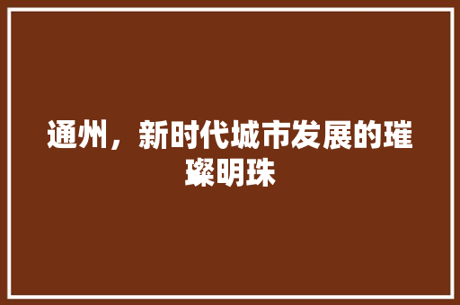 通州，新时代城市发展的璀璨明珠