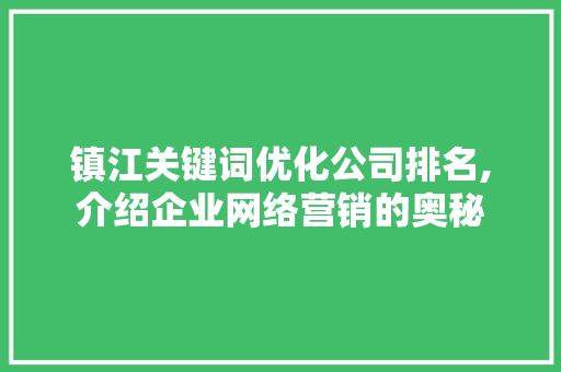 镇江关键词优化公司排名,介绍企业网络营销的奥秘