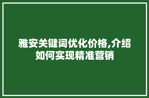 雅安关键词优化价格,介绍如何实现精准营销