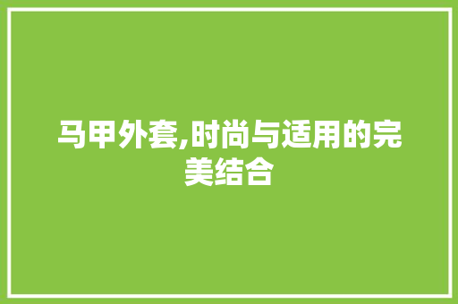 马甲外套,时尚与适用的完美结合