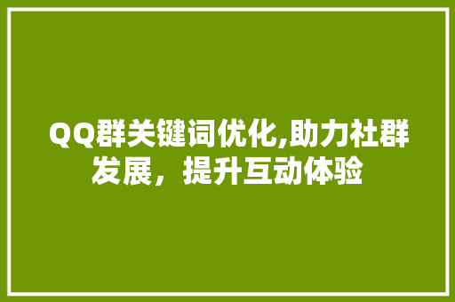 QQ群关键词优化,助力社群发展，提升互动体验