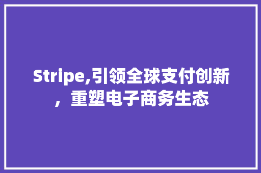 Stripe,引领全球支付创新，重塑电子商务生态