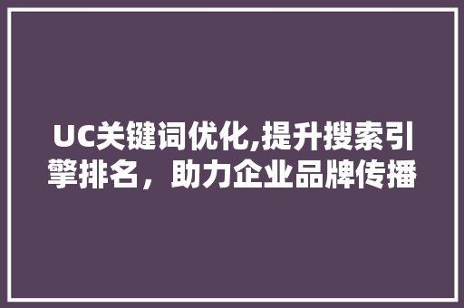 UC关键词优化,提升搜索引擎排名，助力企业品牌传播