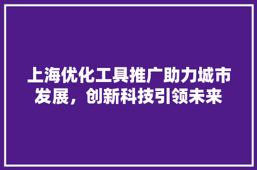 上海优化工具推广助力城市发展，创新科技引领未来