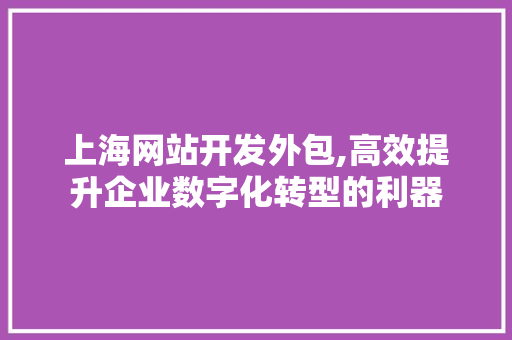 上海网站开发外包,高效提升企业数字化转型的利器