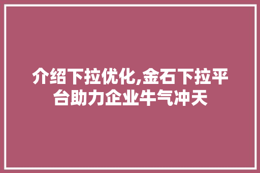 介绍下拉优化,金石下拉平台助力企业牛气冲天