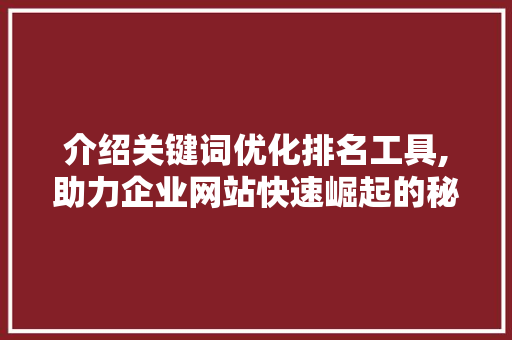 介绍关键词优化排名工具,助力企业网站快速崛起的秘密武器