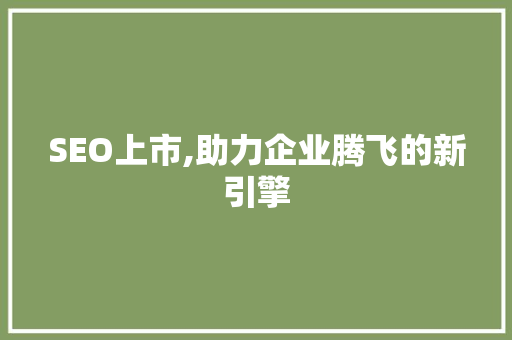 SEO上市,助力企业腾飞的新引擎