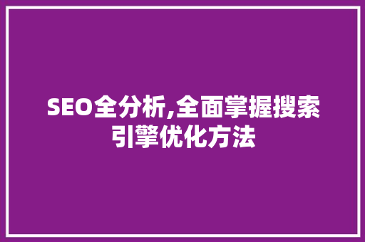 SEO全分析,全面掌握搜索引擎优化方法