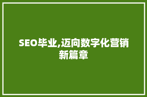 SEO毕业,迈向数字化营销新篇章