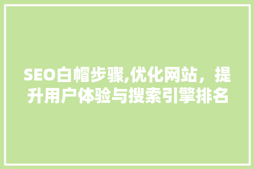 SEO白帽步骤,优化网站，提升用户体验与搜索引擎排名