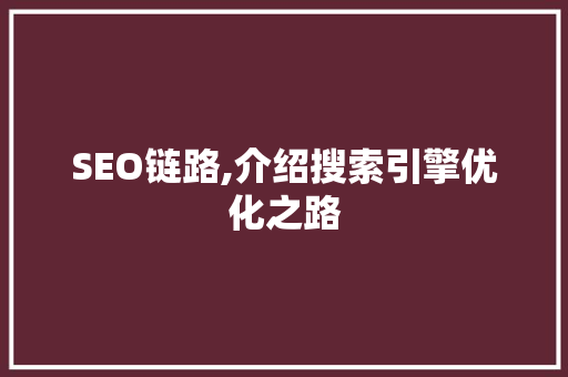 SEO链路,介绍搜索引擎优化之路