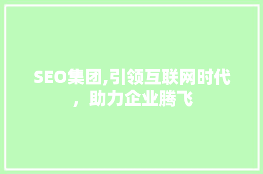SEO集团,引领互联网时代，助力企业腾飞