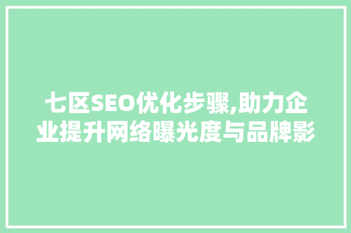 七区SEO优化步骤,助力企业提升网络曝光度与品牌影响力