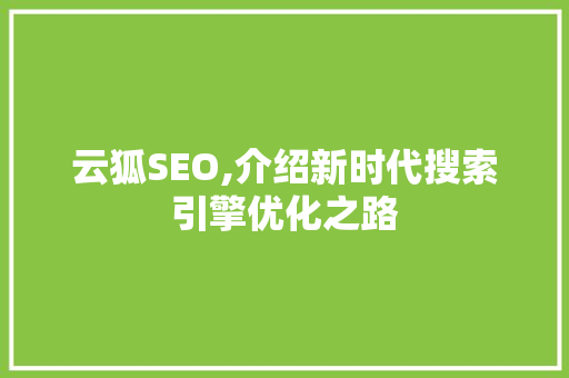 云狐SEO,介绍新时代搜索引擎优化之路