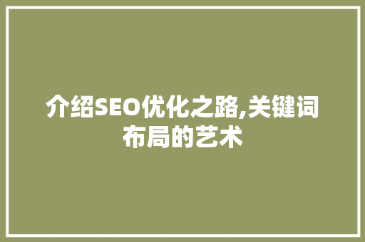 介绍SEO优化之路,关键词布局的艺术
