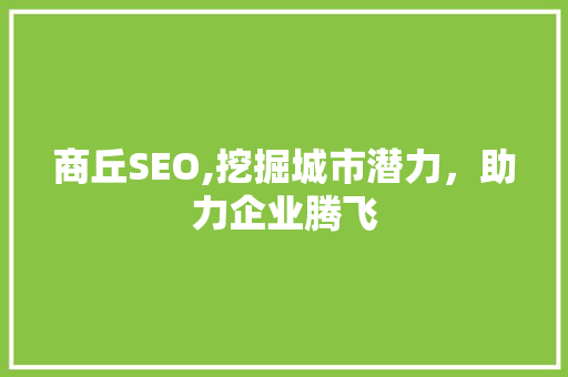 商丘SEO,挖掘城市潜力，助力企业腾飞