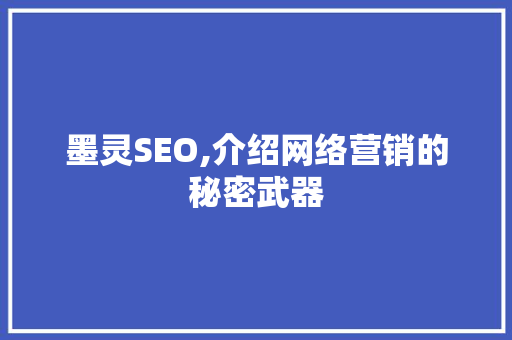 墨灵SEO,介绍网络营销的秘密武器