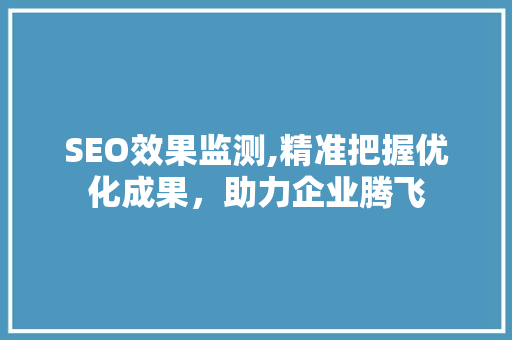 SEO效果监测,精准把握优化成果，助力企业腾飞