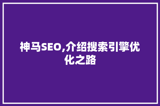 神马SEO,介绍搜索引擎优化之路