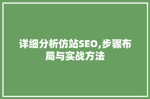 详细分析仿站SEO,步骤布局与实战方法