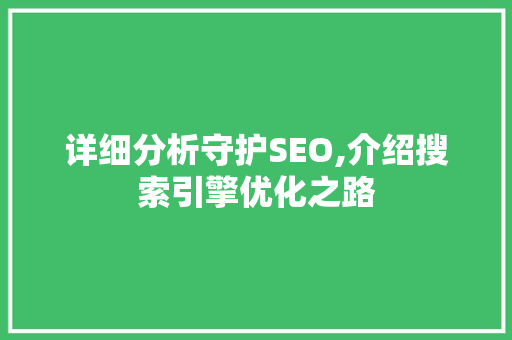 详细分析守护SEO,介绍搜索引擎优化之路